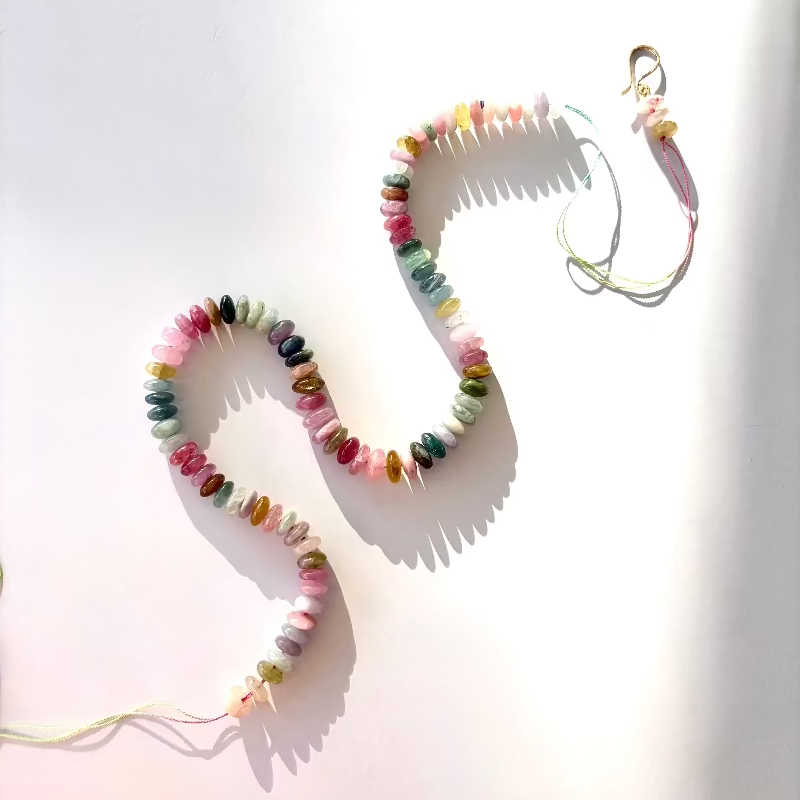 14K Gold Watermelon Tourmaline Candy Necklaces