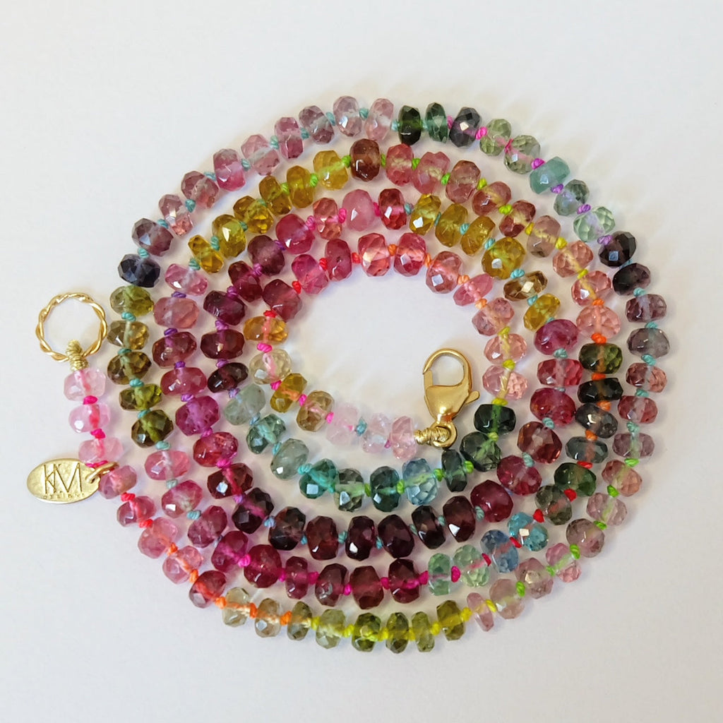 14K Gold Watermelon Tourmaline Candy Necklaces