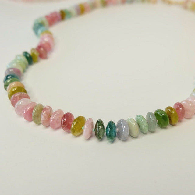 14K Gold Watermelon Tourmaline Candy Necklaces
